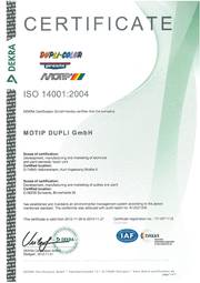 Certificate ISO 14001:2004