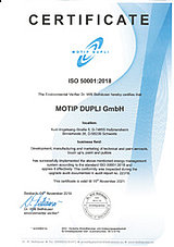Certificate ISO 50001-2011